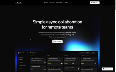 SaaS Landing Page // Quortex ai ai landing page ai website clean dark mode framer landing page minimal minimalist modern saas saas landing page saas website tech website website design
