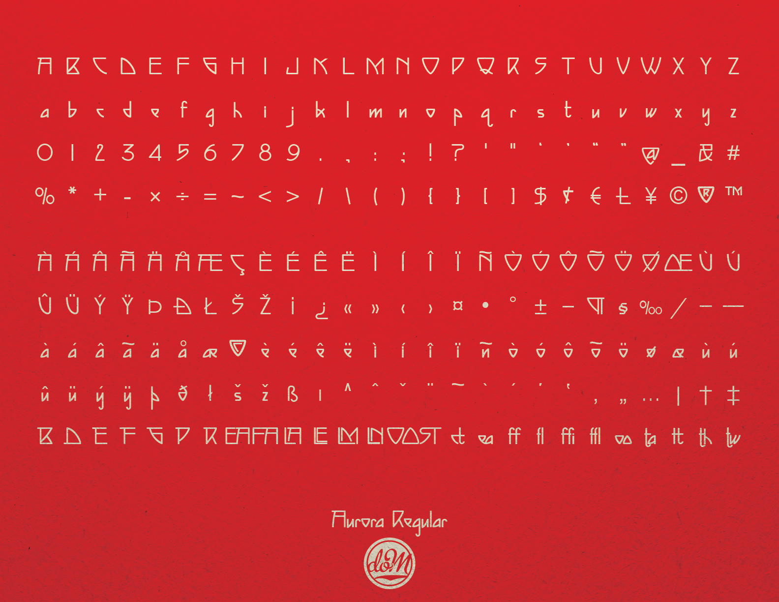 Aurora character key set face font type typeface typography