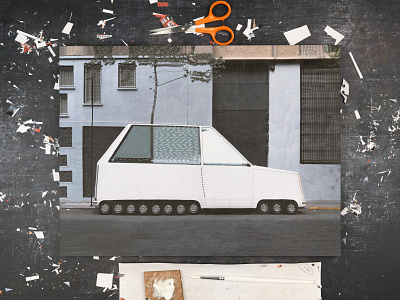 Fiat Panda after Diego Gonzalez, studio automobile car cars collage dribbble paper studio