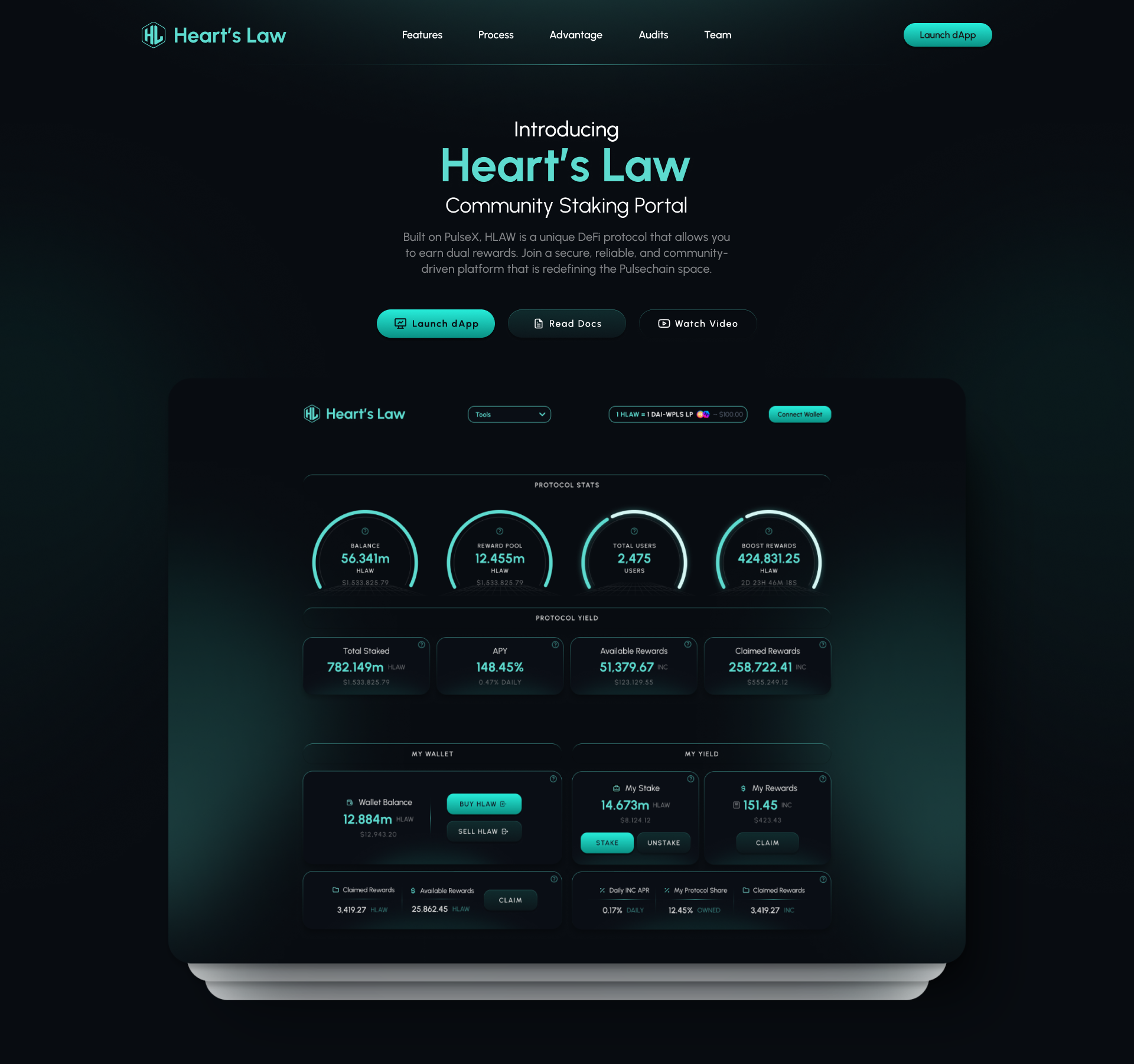 Heart's Law - DeFi Staking UI Design blockchain crypto dapp defi figma landing page uiux