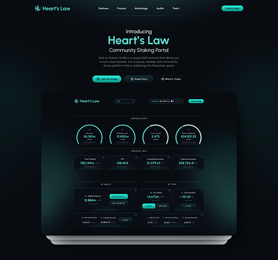 Heart's Law - DeFi Staking UI Design blockchain crypto dapp defi figma landing page uiux