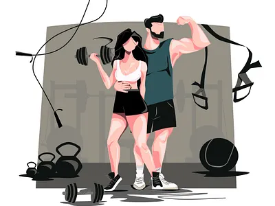 GYM LIFE 2d illustration art fitness gym illustration