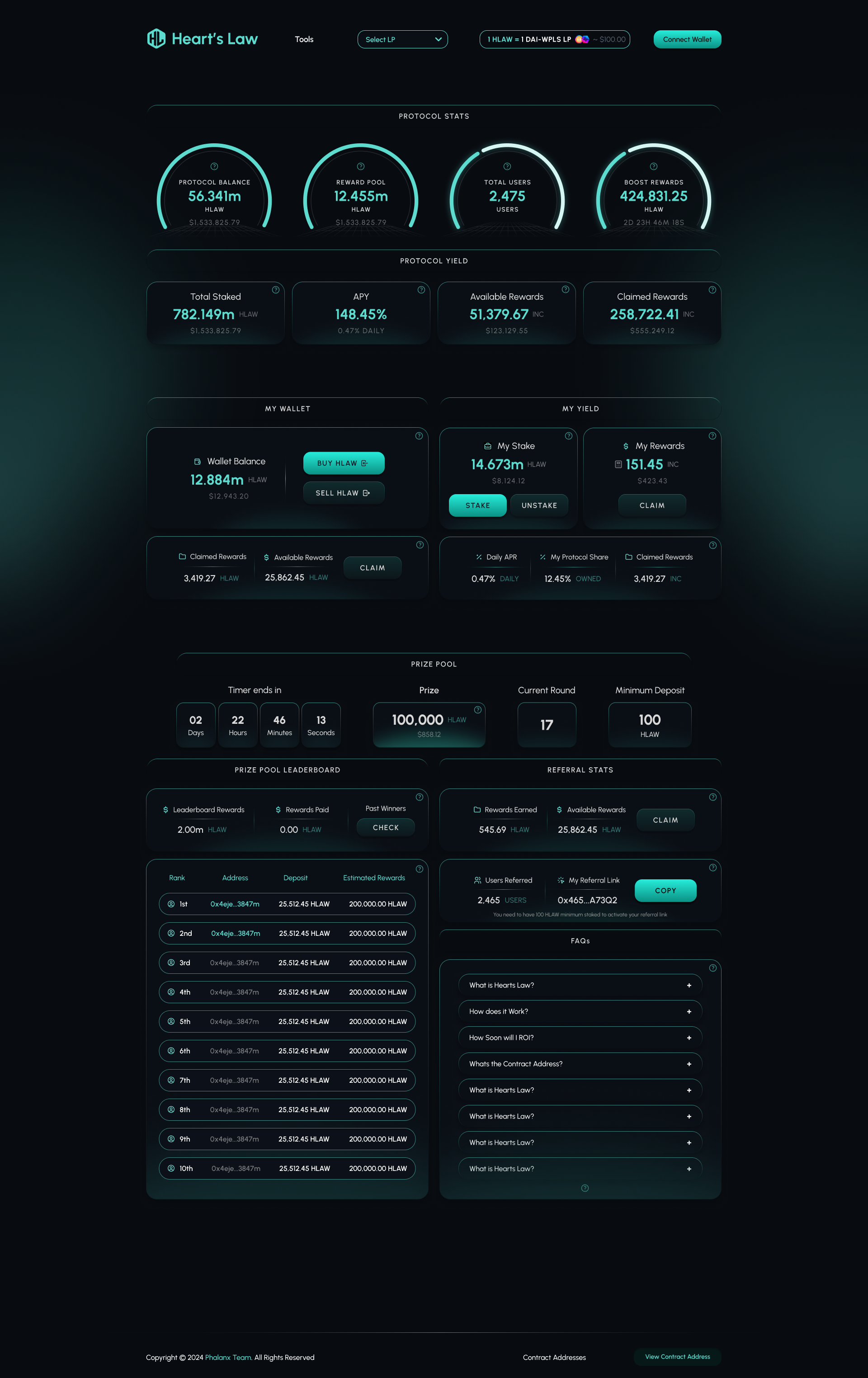 Example of De Fi Dashboard & Data UX Architecture