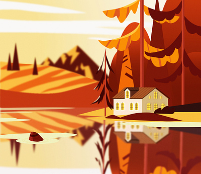Осенний пейзаж (Autumn landscape) illustration