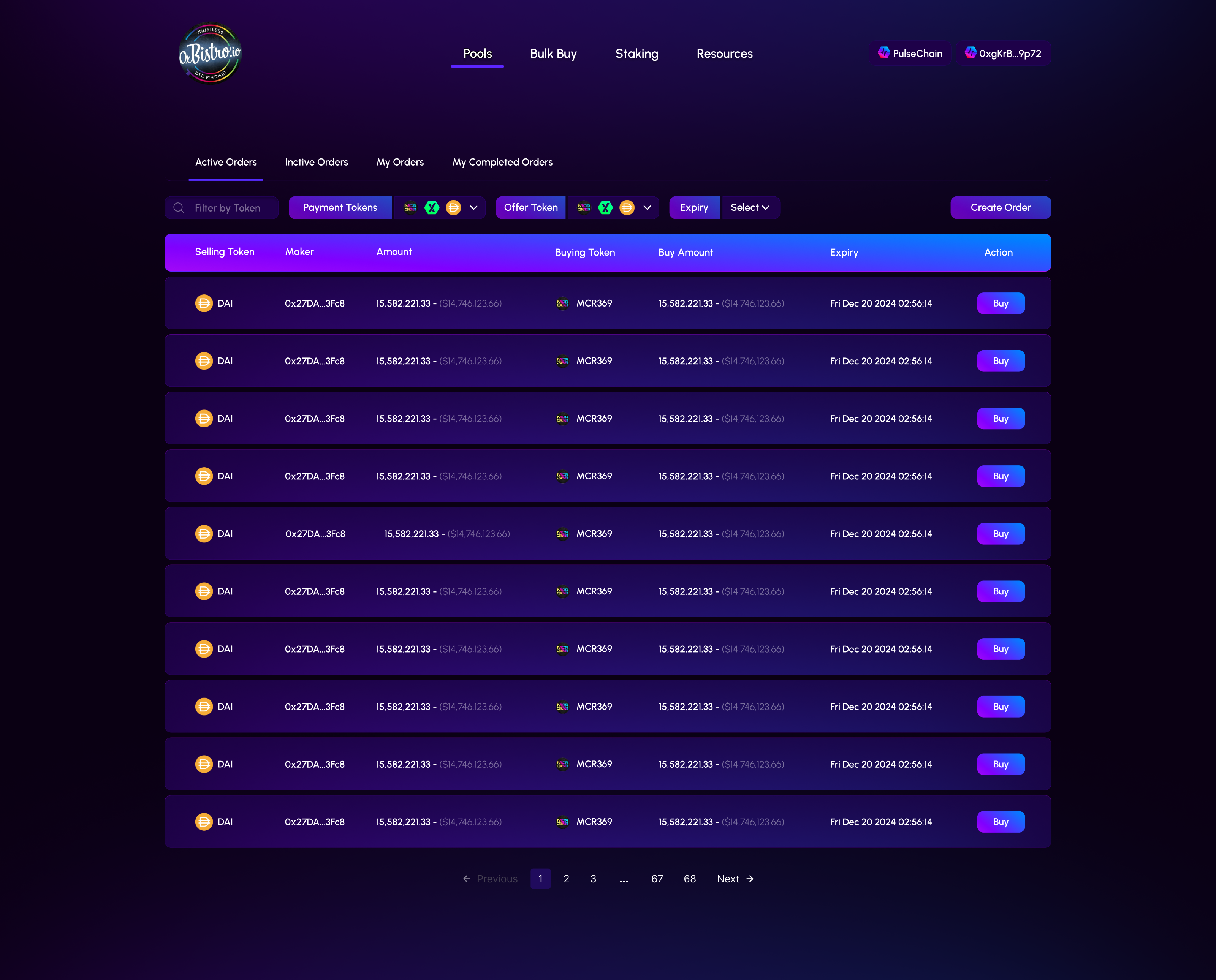 Example of De Fi Dashboard & Data UX Architecture