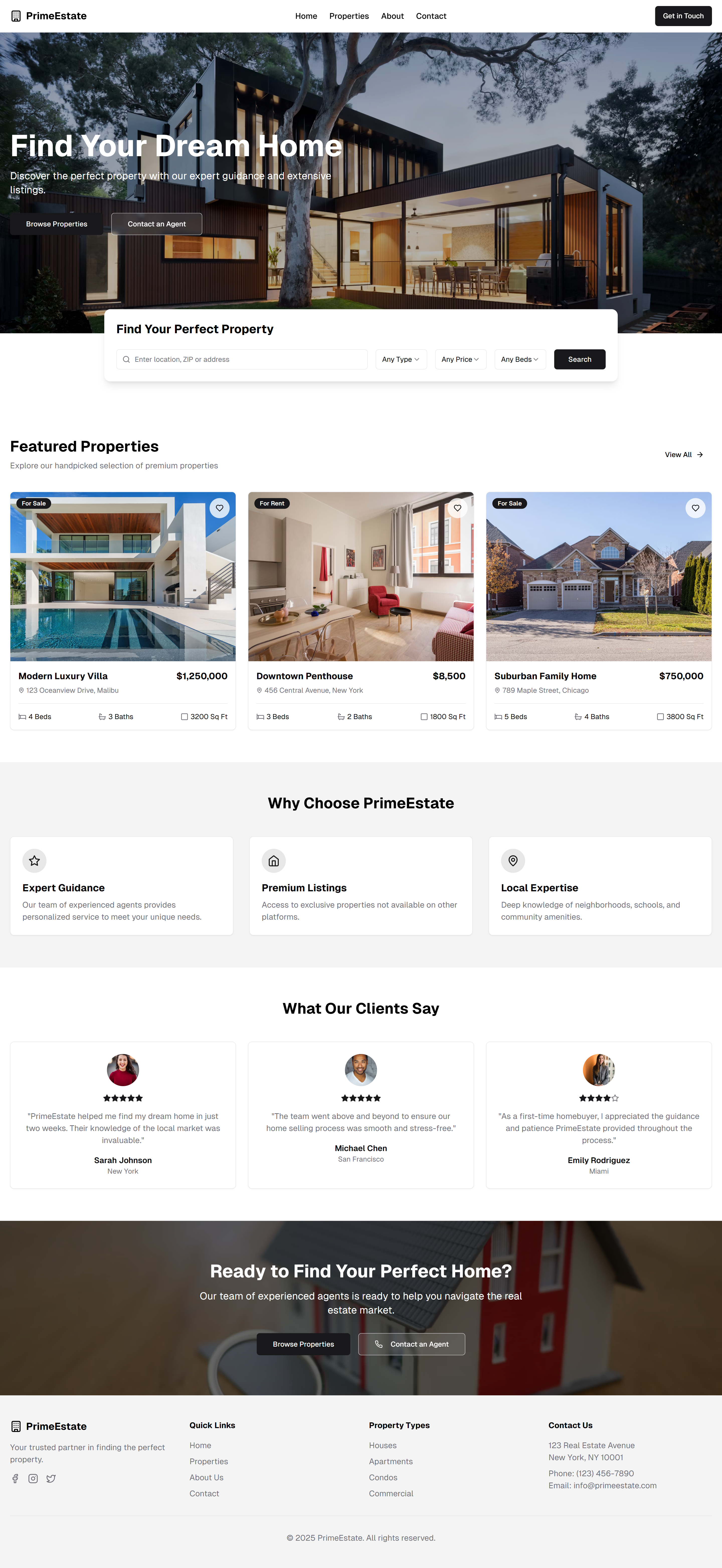 Minimal Real Estate Website Landing Page figma light theme minimal real estate ui ux website