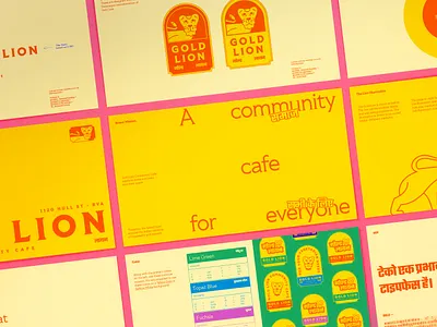 branding for gold lion community cafe brandbook design graphic art graphic design indian orange typography