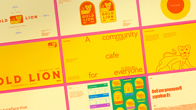 branding for gold lion community cafe brandbook design graphic art graphic design indian orange typography