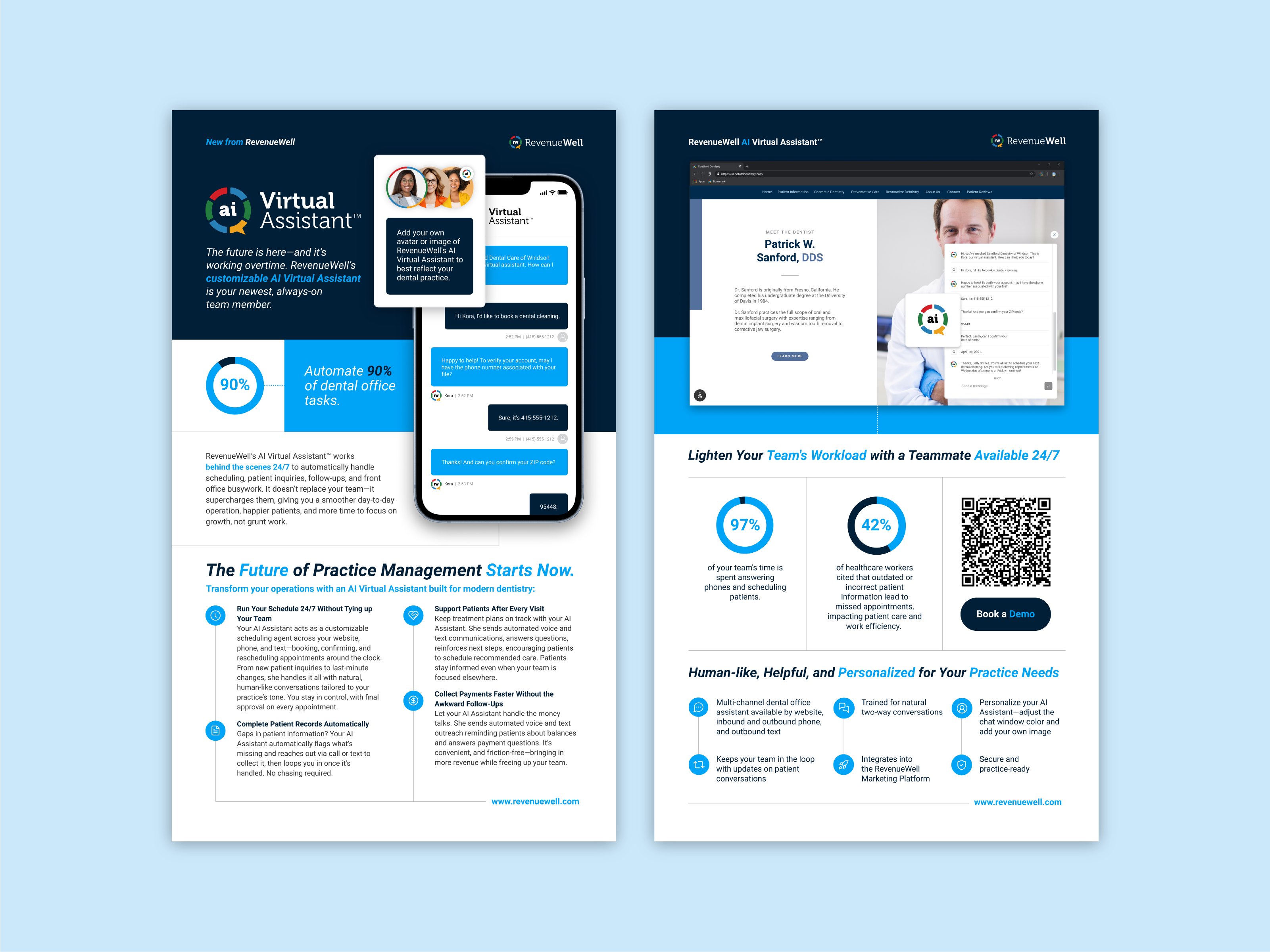 AI Virtual Assistant Infographic Flyer advertising ai ai virtual assistant assistant brand brand design branding dental marketing dental software design graphic design iconography icons marketing typography virtual