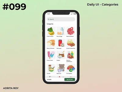 DailyUI 099 - Categories cards categories dailychallenge dailyui design ecommerce figma groceries mobile shopping ui uicomponent uidesign ux