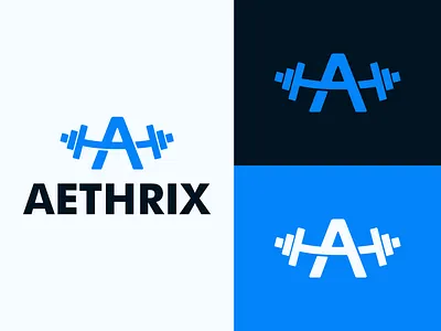 Aethrix- Fitness Brand Logo Design a branding dumbbell fitness fitness brand gym letter logo logo design logodesign logotype monogram strong workout yoga