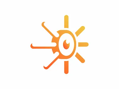 Eye Sun (Logo For Sale) 3d animation branding circle download egg glass graphic design icon logo logo for sale magifying mockup omelet orange simple sun vector yellow