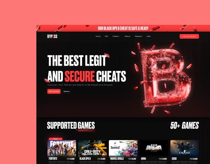 BYPASS - Cheat Site design graphic design ui ux