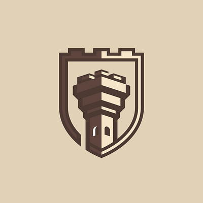 Castle Shield Badge (Logo For Sale) 3d animation branding castle design fort fortress graphic design icon illustration logo logo for sale mockup shield simple tower ui vector window