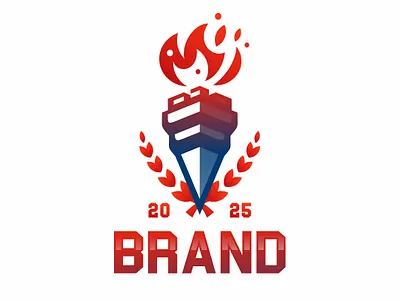 Victory Torch (Logo For Sale) 3d animation branding castle design emblem event fire flame graphic design gym kingdom laurel wreath logo logo for sale mockup sport torch tower ui