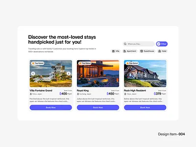Hotel Booking Card Design apartment bookingcard bookingcarddesign bookingsectiondesing carddesign cardfiltardesign hotel house landingpage moderndesign searchboxdesign trendydesign trendyuidesign uidesign uiuxdesign uxdesign villa webdesign