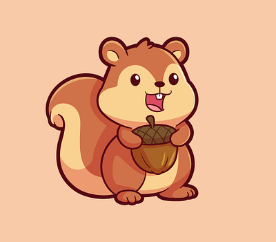Adorable Squirrel Holding Pinecone tree