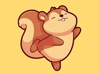 Adorable Squirrel is happy and dancing tree