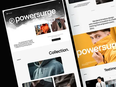 Powersurge - Fashion Landing Page brand branding company design ecommerce elementor fashion framer landing online page photography shop store studio ui webflow website wordpress