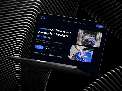 Car Wash Landing Page Design car car design car service car wash car wash service landing page popular trending ui design uiux ux design washing service website website design