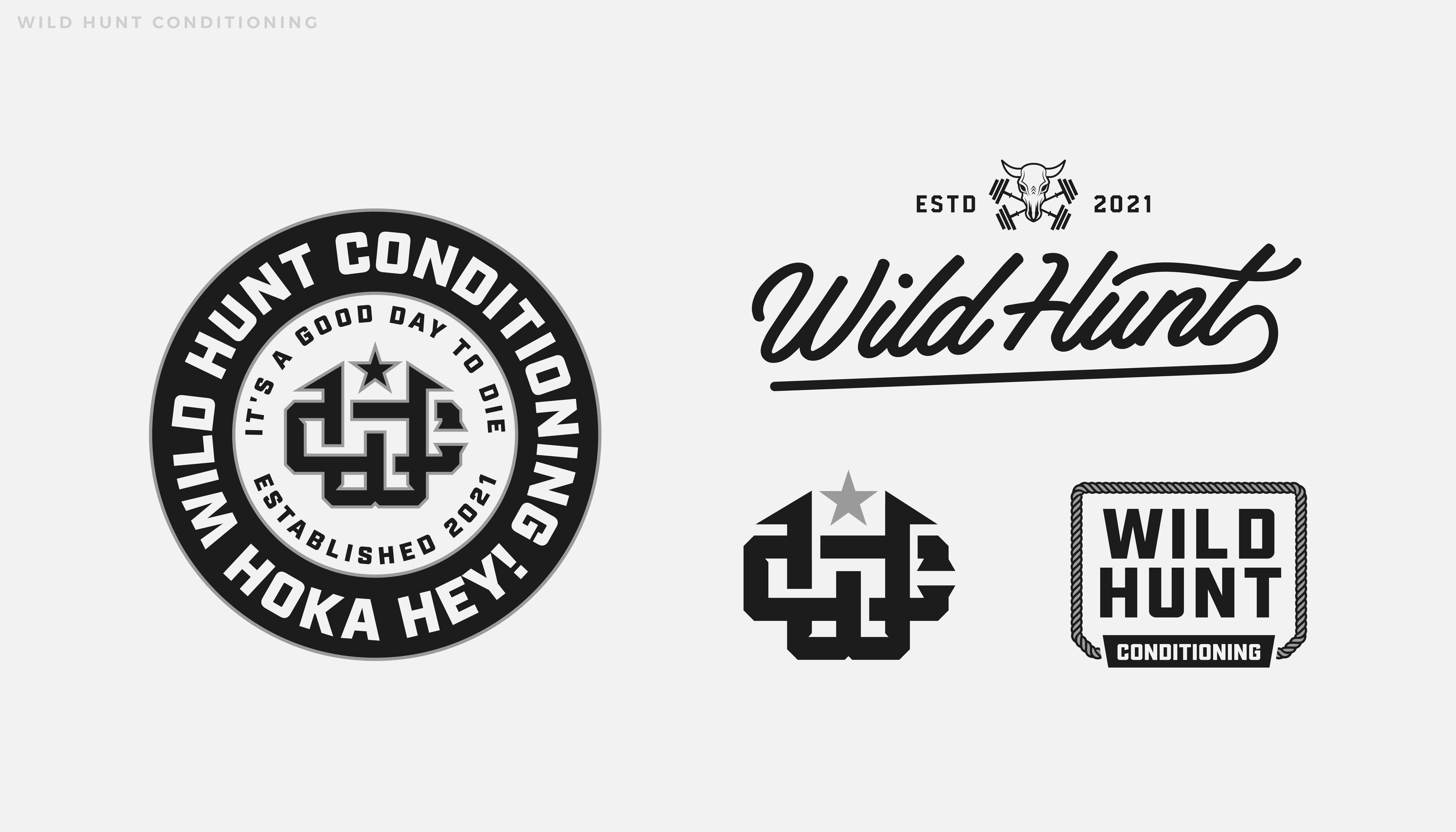 WILD HUNT CONDITIONING badge design branding design illustration logo logo design logotype typography visual identity