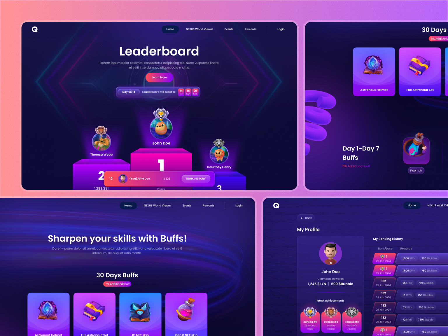Crypto Gaming Leaderboard branding crypto gaming inspiration myanmar myanmar designer ui ux web design web3 website