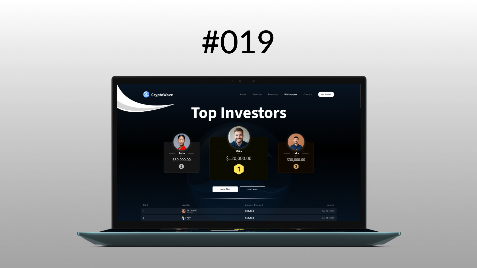 Leaderboard #DailyUI #019 #KinWebb design frontend homepage kinwebb leaderboard minimalist ui web design