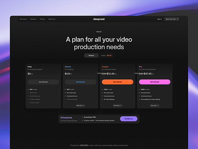 Pricing Page 💸 abstract atomize branding cards dark theme design system gradient landing page pricing typography ui website