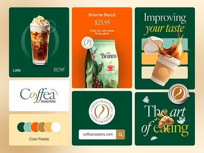 Coffea Roasters - Branding Design | Orbix Studio brand identity branding coffee coffee beans coffee shop color palette design drinks espresso graphic design logo logo design logo type modern monogram orbix studio product design typography ui ux design