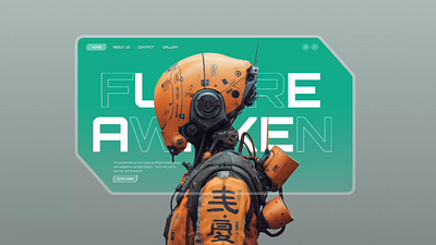 FUTURE AWAKEN — Sci-Fi Landing Page Concept design futuristic gradient green hero inspiration japan landing modern product robots typography ui ux