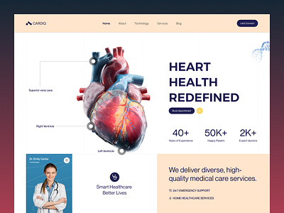 Cardiq - Healthcare Website Design figma graphic design healthcare healthcare landing page healthcare website heartcare heartrate landing page medical product design ui userexperience ux web website