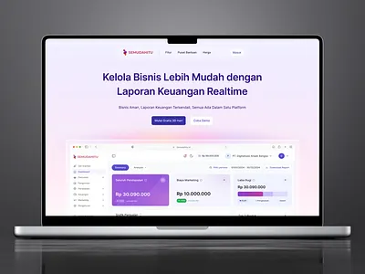 Hero Website SemudahItu branding chart dashboard dribbbleshot erp glassmorphism gradient landing page mockup tailwindcss ui ui design webdesign