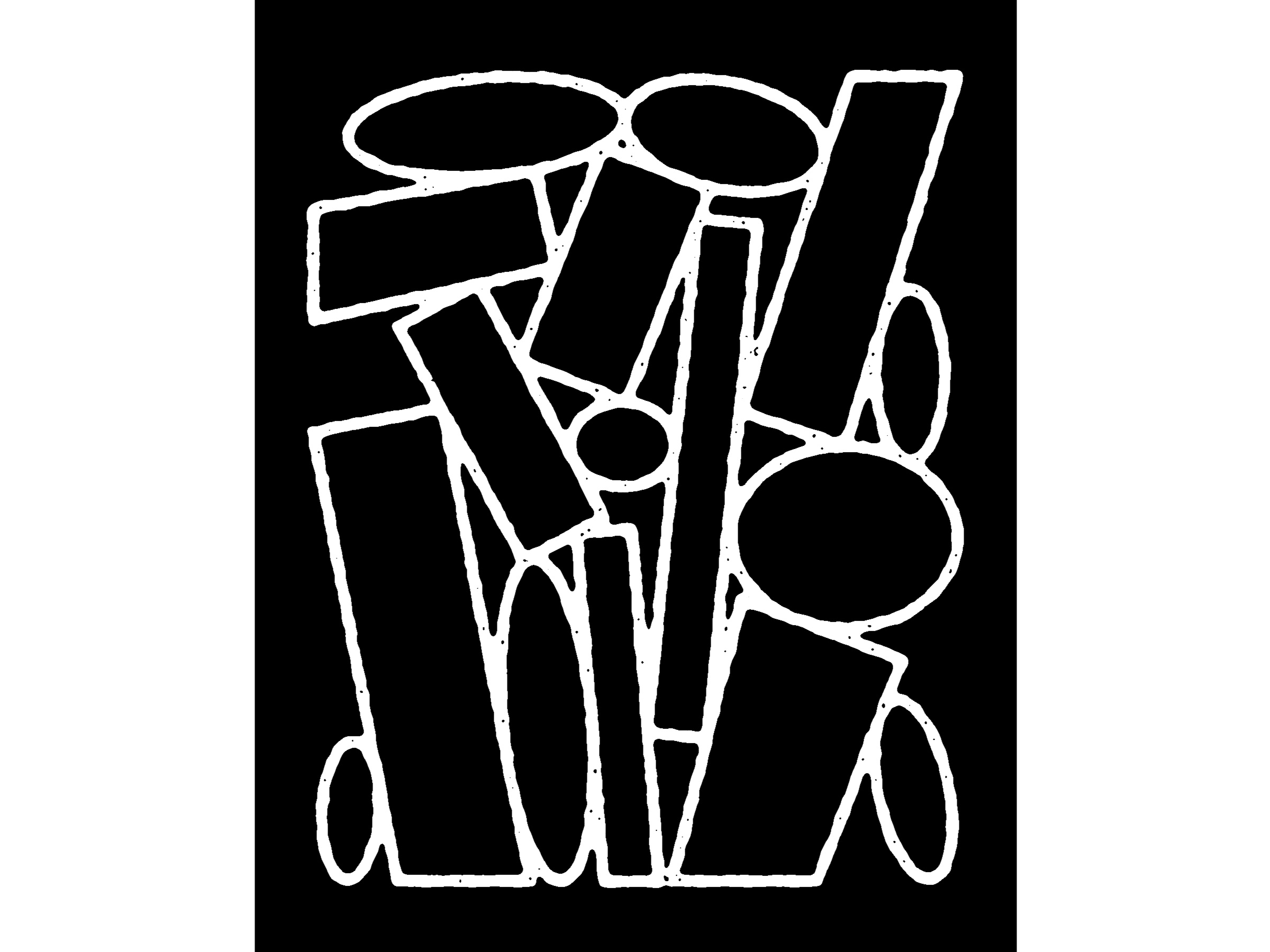 Oblong graphic illustration outline stroke totem