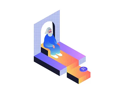 Metaphorical Illustration for Leela The Queen app app app design app illustration branding character character design editorial illustration game design game illustration illustration illustrator isometric illustration isometry minimal old man product design product illustration ui vector wise man