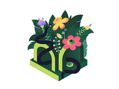 Metaphorical Illustration for Leela The Queen app app design app illustraation branding character character illustration design editorial illustration exotic flowers game design game illustration illustration illustrator isometric illustration isometry jungle minimal snake ui vector
