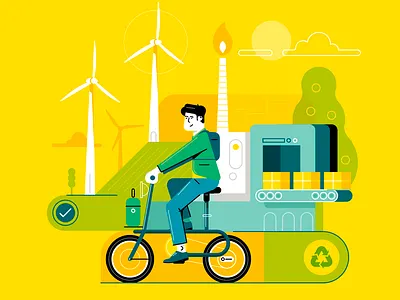 renewable WIP characters energy people recycle retro style vector