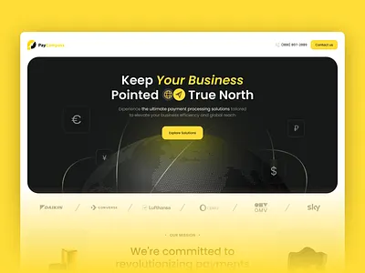 Landing page for fintech company fintech landing page merchant money payment payment solutions uiux web design website
