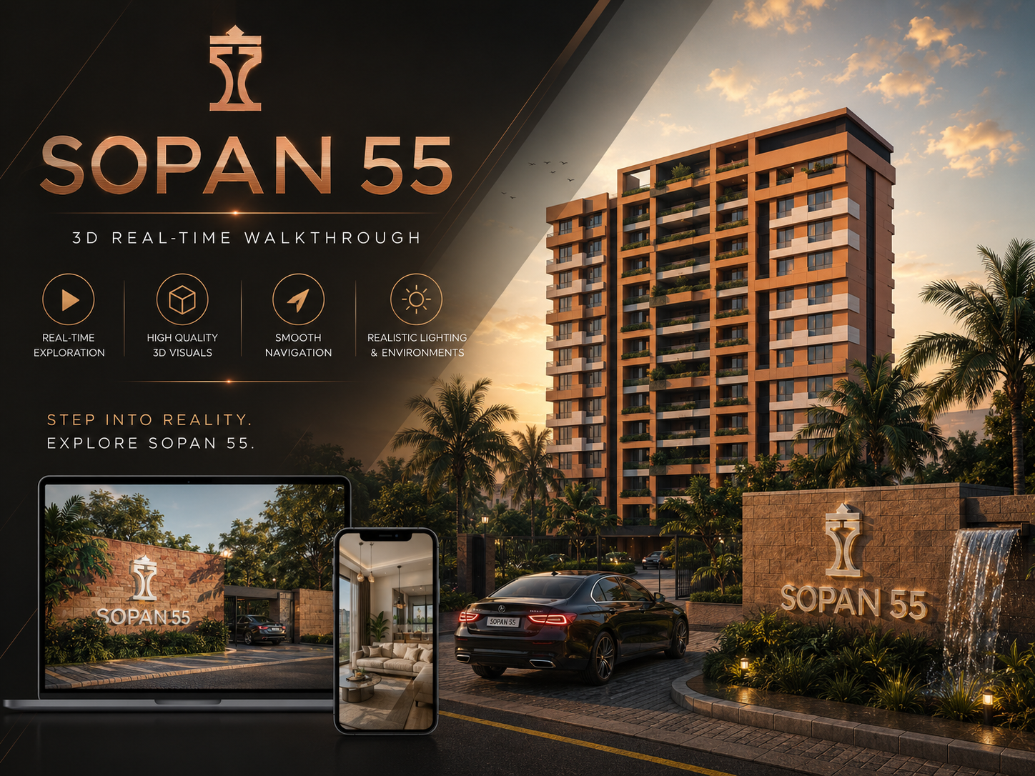 SOPAN 55 3D Real Time Walkthrough 2d animation 3d animation animation motion graphics real estate aimation virtual walkthrough development