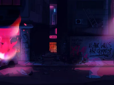 Cyberpunk street | intro 2d 2d animation acid art animation anime creative creator cyberpunk fire frame by frame animation gloomy street graffiti illustration intro motion motion graphics night night lane social network youtube