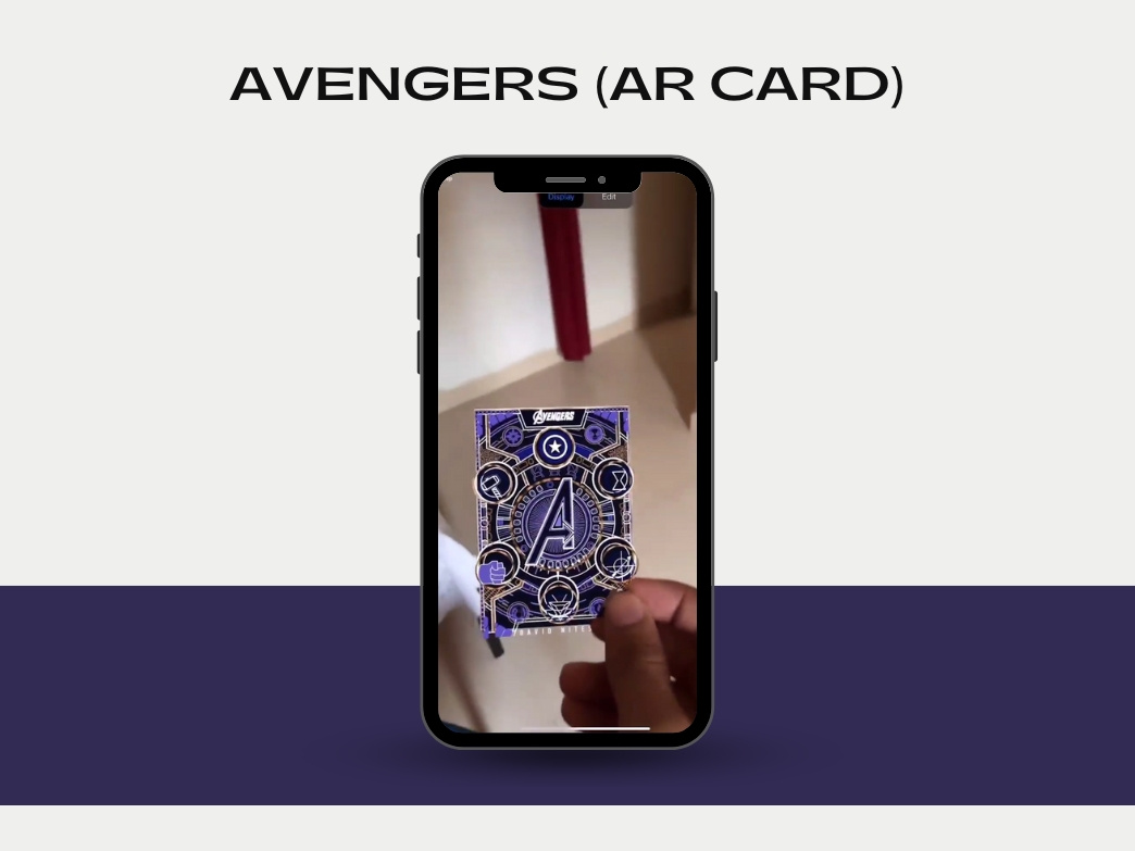 Avengers Card animation ar augmented reality metaverse motion graphics tech enabled entertainment card