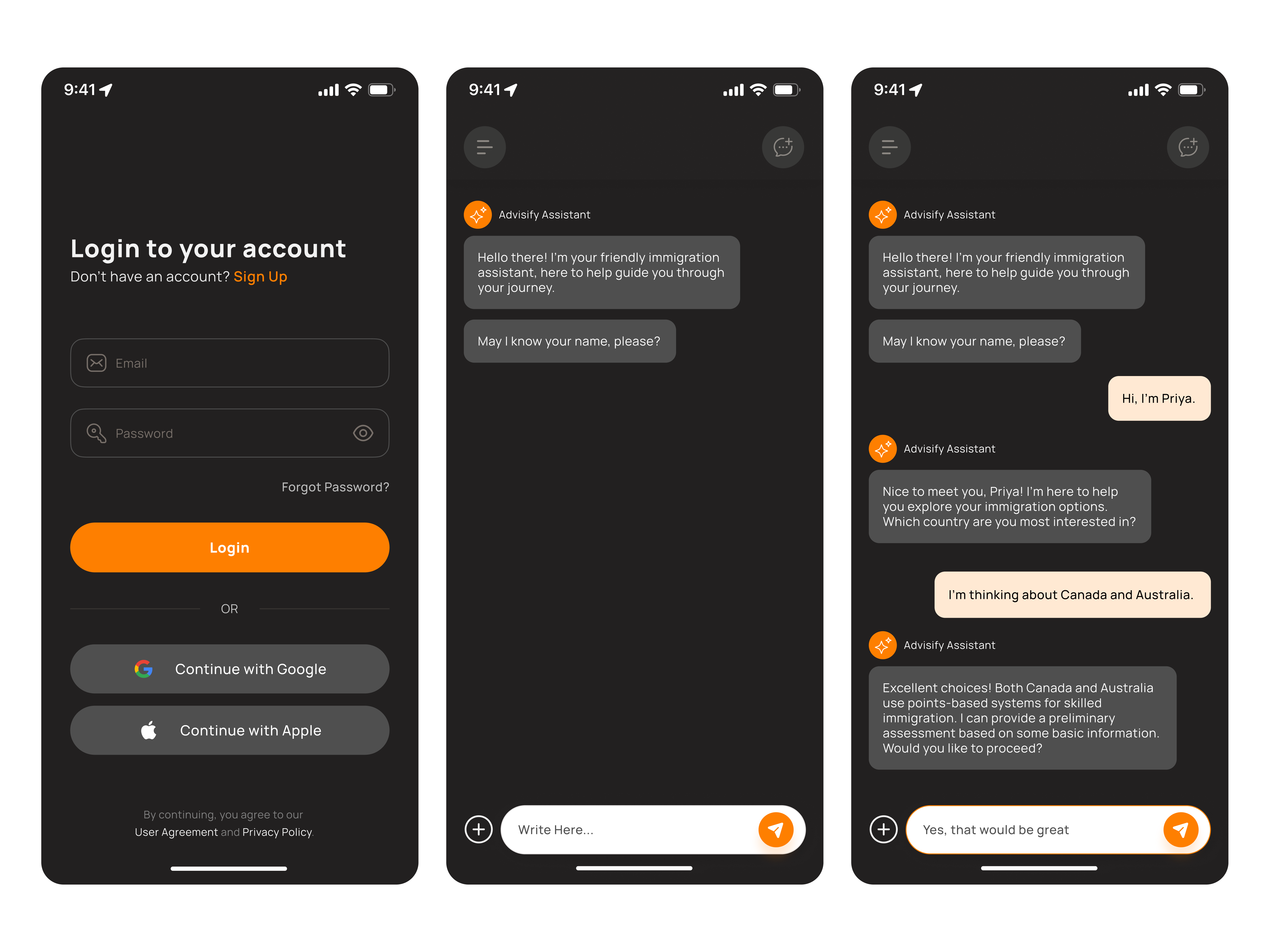 AI for Immigration Chatbot ai app design ai chat ai chat app design ai chatbot ai uiux app design graphic design mobile app ui ui design uiux uiux design website design