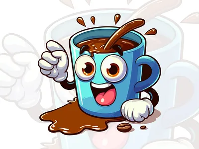 Playful Coffee Cup Character Illustration logo