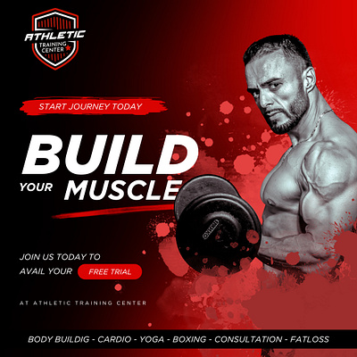 Athletic Training Center Gym Poster Design branding design graphic design gym instagram poster gym poster gym poster design illustration poster design product design