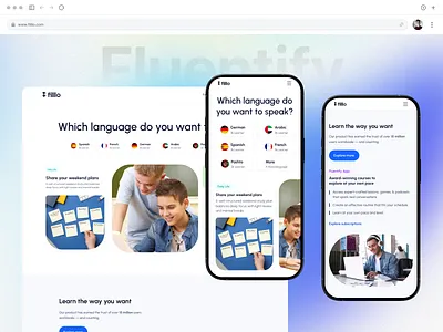LMS - Landing Page Design clean design filllo filllodesign landing page language language learning learn learning lms management saas speaking study system ui ux webdesign website