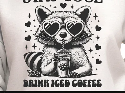 Raccoon Shirt SVG, Funny Raccoon Shirt, Iced Coffee T-shirt SVG coffee addict svg