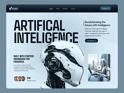 AI Robot - AI Robot Website 3d aa ai ai automation ai robot artificial intellegent creative design illustration logo robot robot landing page robot website robotics technology typography ui ux web website