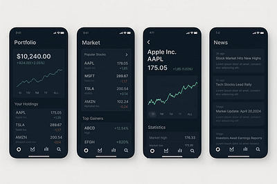 Stock Market App Design app app design daily daily ui daily ux design dribbble finance fintech graphic design new stock market ui ui design ui ux uiux ux ux design