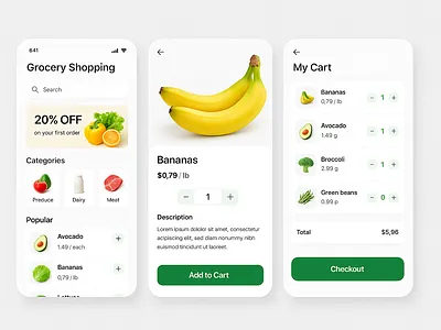 Grocery App Design app app design banana daily daily design daily ui daily ux design graphic design grocery grocery app mobile new ui ui design ui ux uiux uiux design ux ux design