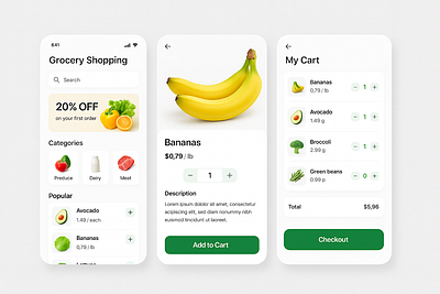 Grocery App Design app app design banana daily daily design daily ui daily ux design graphic design grocery grocery app mobile new ui ui design ui ux uiux uiux design ux ux design