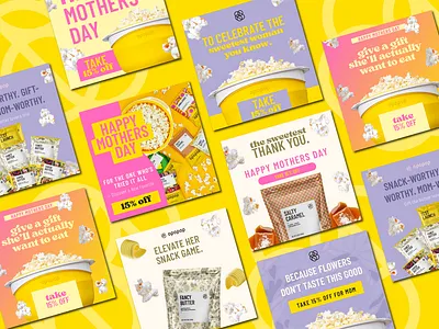 Ad Desing for CPG Brand ad bold bright cpg dtc email fun ig meta performance popcorn yellow
